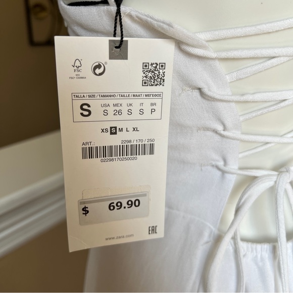 NEW ZARA SWEETHEART NECKLINE DRESS WHITE | 2298/170 - Picture 8 of 10